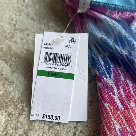 BECCA Pink and Blue One Piece Swimsuit with Halter Straps - Picture 2 of 5